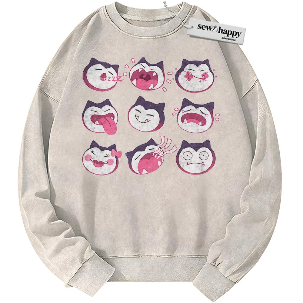Wash Sweatshirt Snorlax Sweatshirt, Pokemon Sweatshirt, PKM Sweatshirt, Anime Sweatshirt, Vintage Sweater