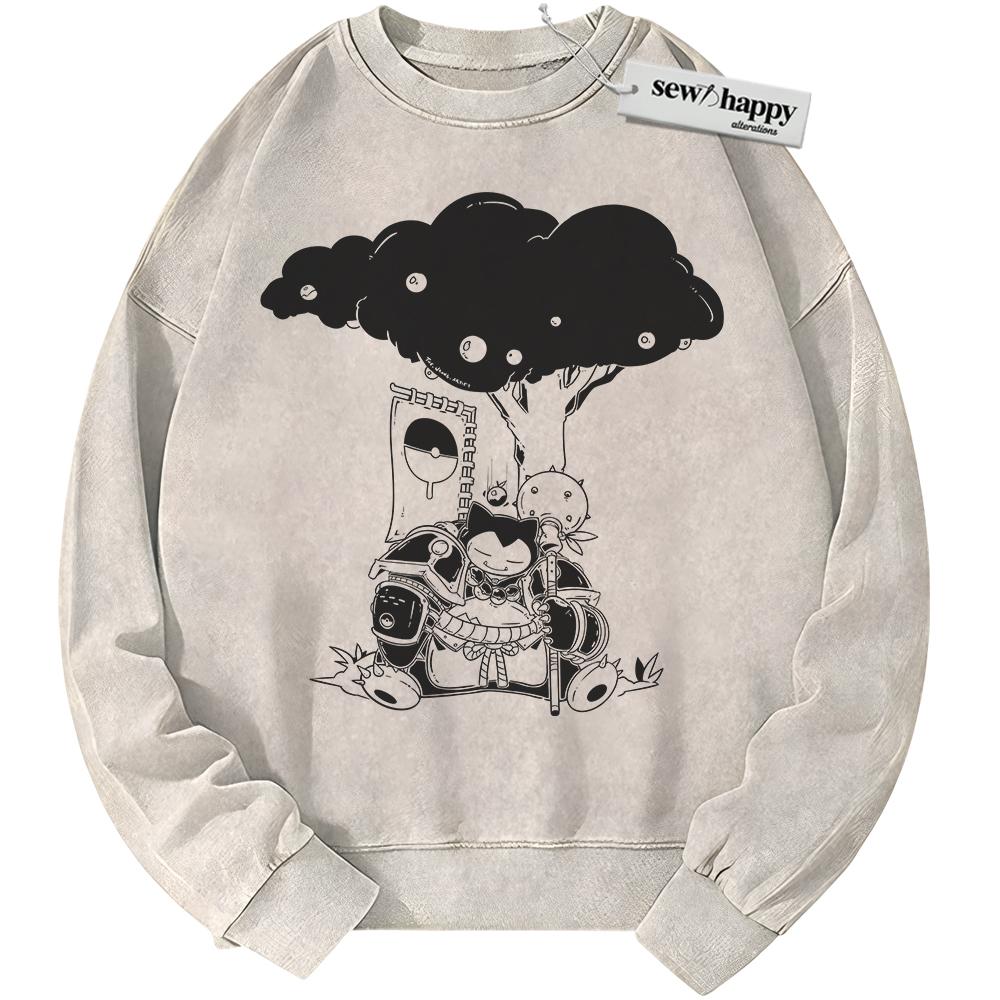 Wash Sweatshirt Snorlax Sweatshirt, Pokemon Sweatshirt, PKM Sweatshirt, Anime Sweatshirt, Vintage Sweater