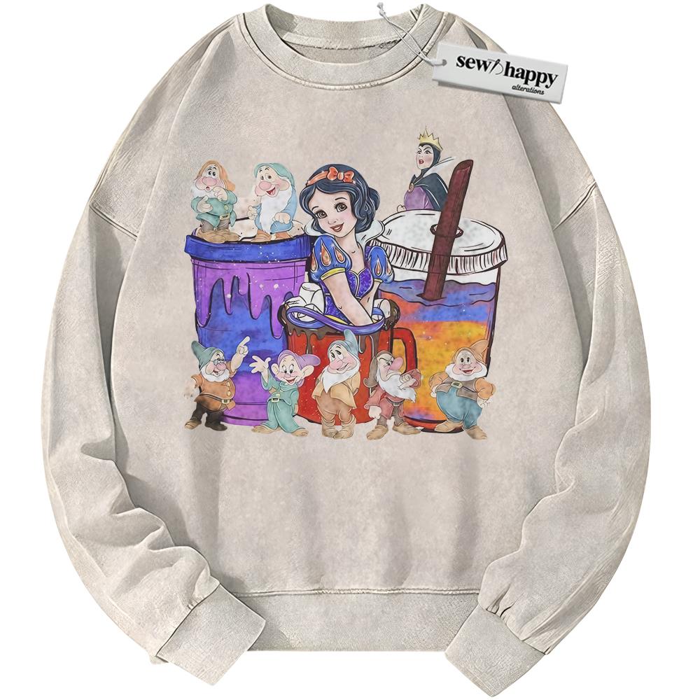 Wash Sweatshirt Snow White and the Seven Dwarfs Sweatshirt, Animated Sweatshirt, Vintage Sweater