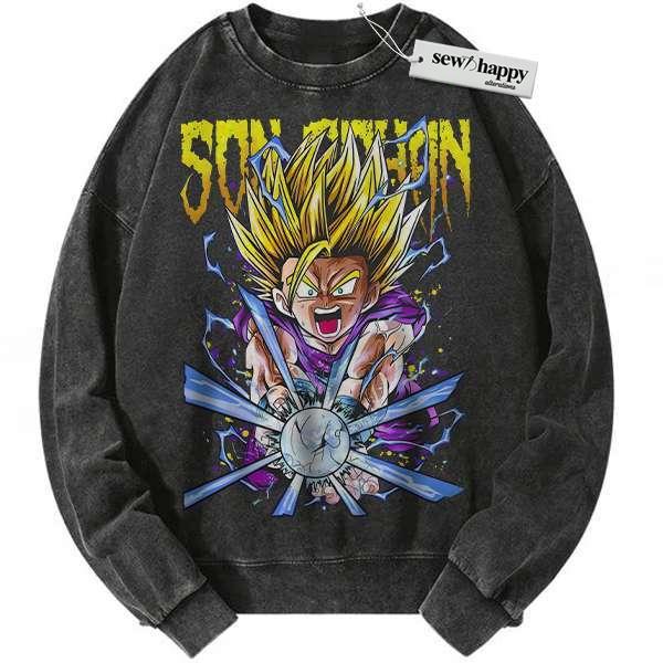 Wash Sweatshirt Son Gohan Sweatshirt, Dragon Ball Sweatshirt, Anime Sweatshirt, Vintage Sweater