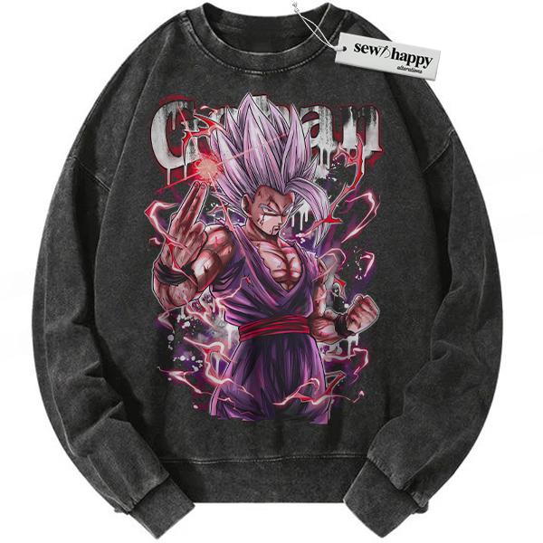 Wash Sweatshirt Son Gohan Sweatshirt, Dragon Ball Sweatshirt, DBZ Sweatshirt, Anime Sweatshirt, Vintage Sweatshirt