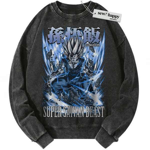 Wash Sweatshirt Son Gohan Sweatshirt, Dragon Ball Z Sweatshirt, Anime Sweatshirt, Vintage Sweater