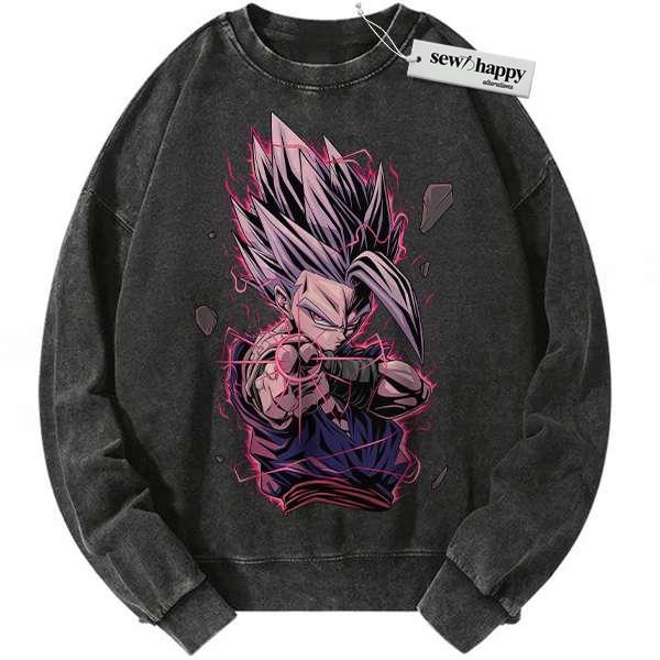 Wash Sweatshirt Son Gohan Sweatshirt, Dragon Ball Z Sweatshirt, DBZ Sweatshirt, Anime Sweatshirt, Vintage Sweater