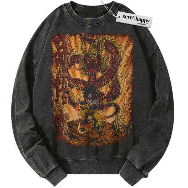 Wash Sweatshirt Son Goku JJ4 Sweatshirt, Dragon Ball Sweatshirt, Anime Sweatshirt, Vintage Sweatshirt