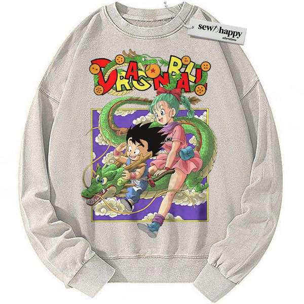 Wash Sweatshirt Son Goku Sweatshirt, Bulma Sweatshirt, Dragon Ball Sweatshirt, DBZ Sweatshirt, Anime Sweatshirt, Vintage Sweater