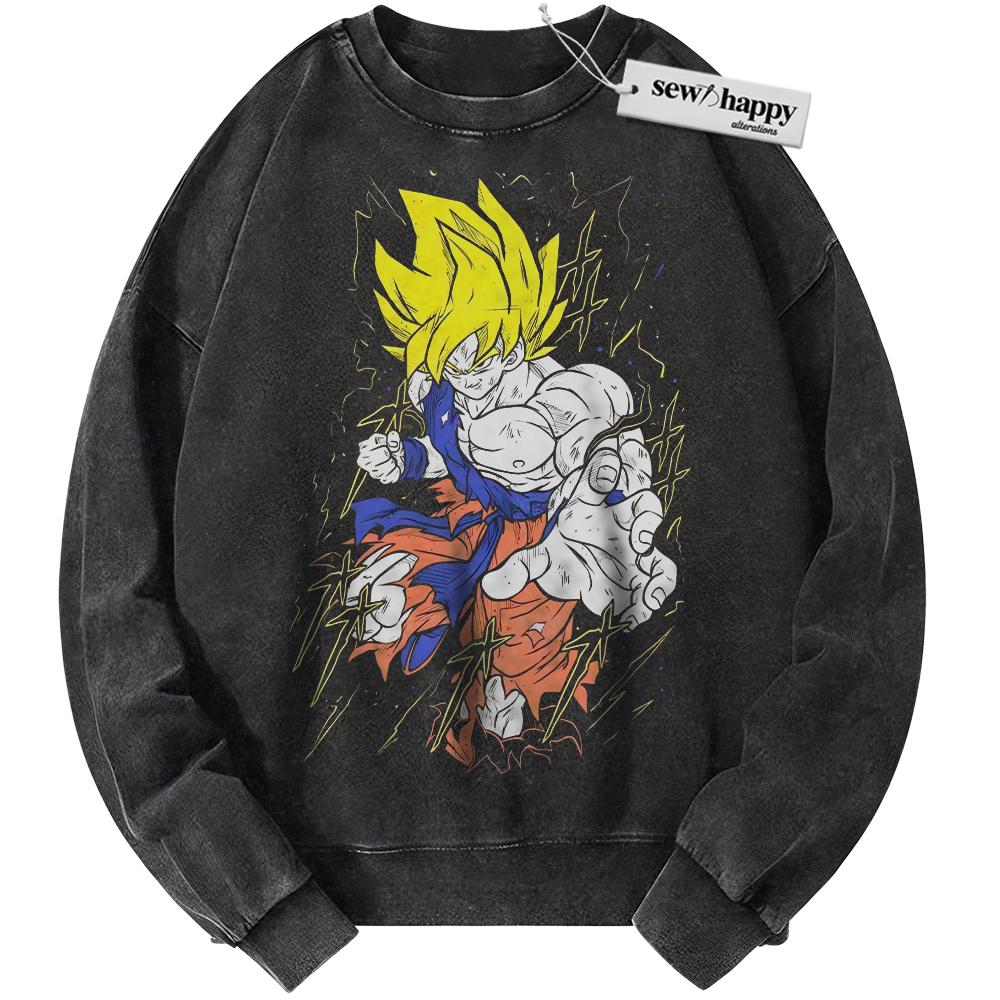 Wash Sweatshirt Son Goku Sweatshirt, Dragon Ball Sweatshirt, Anime Sweatshirt, Vintage Sweater