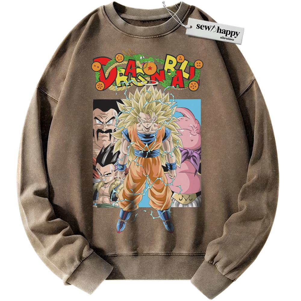 Wash Sweatshirt Son Goku Sweatshirt, Dragon Ball Sweatshirt, Anime Sweatshirt, Vintage Sweater