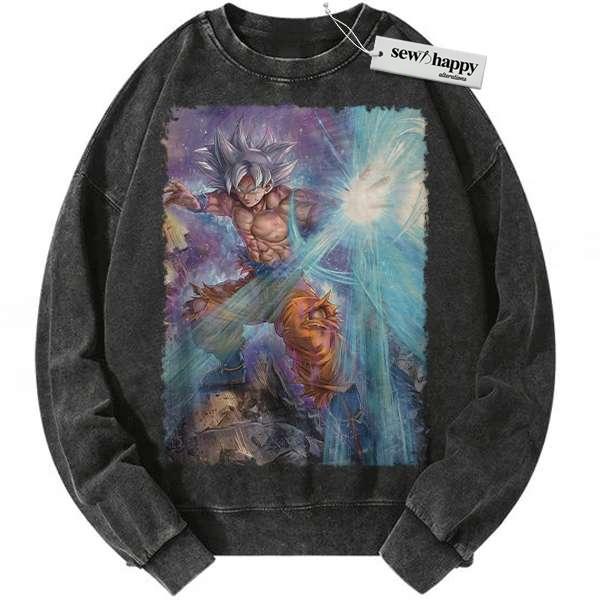 Wash Sweatshirt Son Goku Sweatshirt, Dragon Ball Sweatshirt, DBZ Sweatshirt, Anime Sweatshirt, Vintage Sweater Wash Sweatshirt Son Goku Sweatshirt, Dragon Ball Sweatshirt, DBZ Sweatshirt, Anime Sweatshirt, Vintage Sweater - Image 1