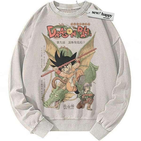 Wash Sweatshirt Son Goku Sweatshirt, Dragon Ball Sweatshirt, DBZ Sweatshirt, Anime Sweatshirt, Vintage Sweatshirt