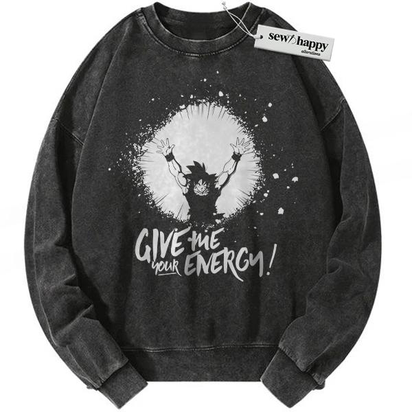 Wash Sweatshirt Son Goku Sweatshirt, Dragon Ball Sweatshirt, DBZ Sweatshirt, Anime Sweatshirt, Vintage Sweatshirt