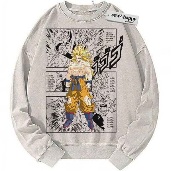 Wash Sweatshirt Son Goku Sweatshirt, Dragon Ball Sweatshirt, DBZ Sweatshirt, Anime Sweatshirt, Vintage Sweatshirt