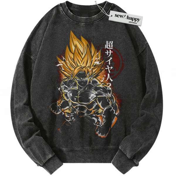 Wash Sweatshirt Son Goku Sweatshirt, Dragon Ball Sweatshirt, DBZ Sweatshirt, Anime Sweatshirt, Vintage Sweatshirt
