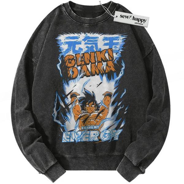 Wash Sweatshirt Son Goku Sweatshirt, Dragon Ball Sweatshirt, DBZ Sweatshirt, Anime Sweatshirt, Vintage Sweatshirt