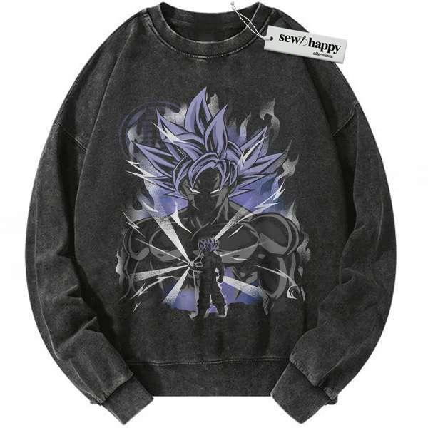 Wash Sweatshirt Son Goku Sweatshirt, Dragon Ball Z Sweatshirt, Anime Sweatshirt, Vintage Sweatshirt