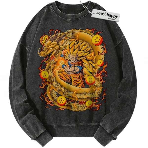 Wash Sweatshirt Son Goku Sweatshirt, Dragon Ball Z Sweatshirt, DBZ Sweatshirt, Anime Sweatshirt, Vintage Sweater