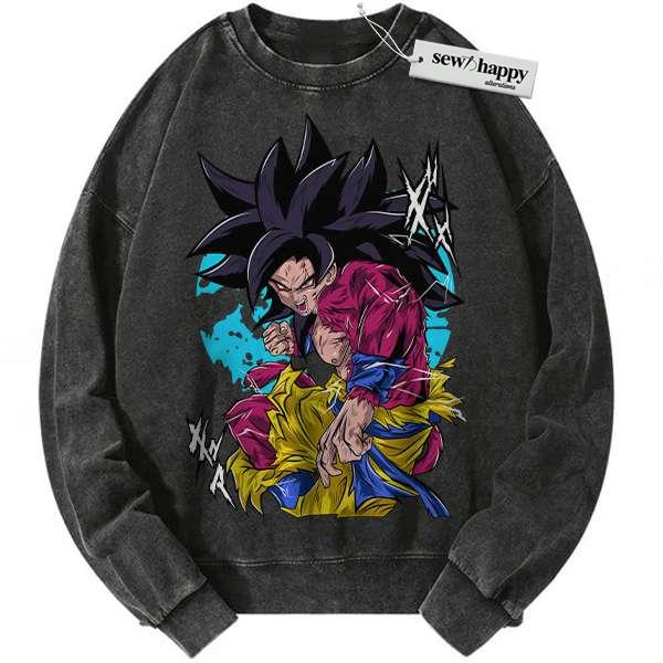 Wash Sweatshirt Son Goku Sweatshirt, Dragon Ball Z Sweatshirt, DBZ Sweatshirt, Anime Sweatshirt, Vintage Sweater