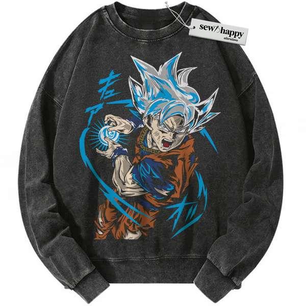 Wash Sweatshirt Son Goku Sweatshirt, Dragon Ball Z Sweatshirt, DBZ Sweatshirt, Anime Sweatshirt, Vintage Sweatshirt