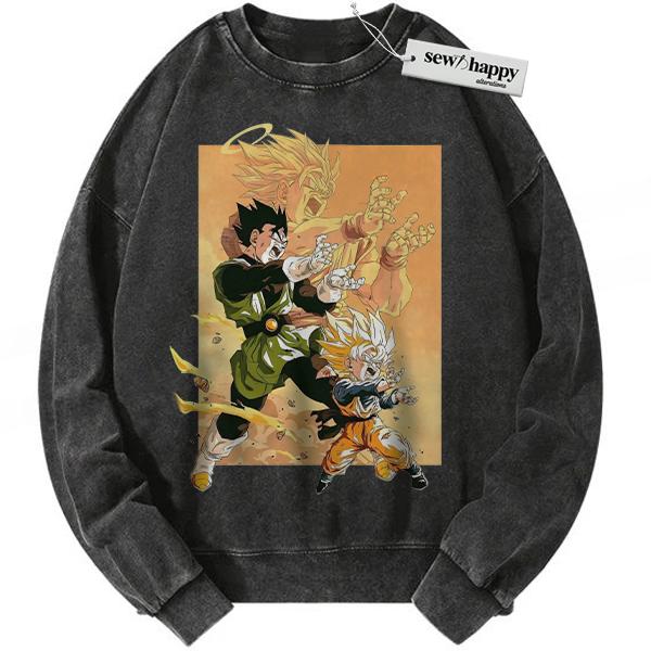 Wash Sweatshirt Son Goku Sweatshirt, Gohan Sweatshirt, Son Goten Sweatshirt, Dragon Ball Sweatshirt, DBZ Sweatshirt, Anime Sweatshirt, Vintage Sweatshirt