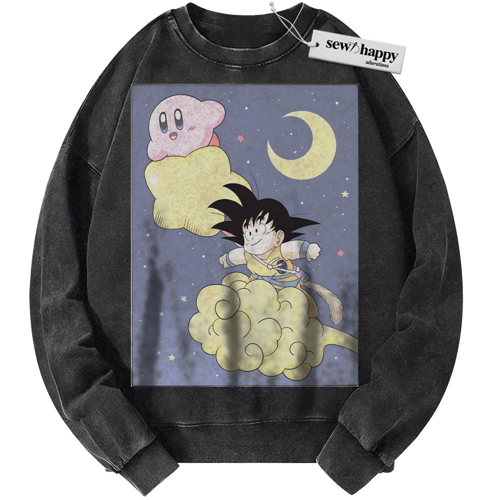 Wash Sweatshirt Son Goku Sweatshirt, Kirby Sweatshirt, Dragon Ball Sweatshirt, Anime Sweatshirt, Vintage Sweater