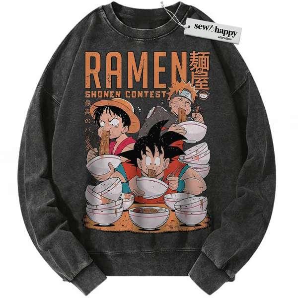 Wash Sweatshirt Son Goku Sweatshirt, Luffy Sweatshirt, Naruto Sweatshirt, Anime Sweatshirt, Vintage Sweater
