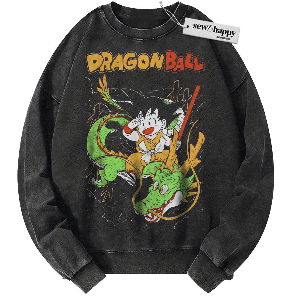 Wash Sweatshirt Son Goku Sweatshirt, Shenron Sweatshirt, Dragon Ball Sweatshirt, Anime Sweatshirt, Vintage Sweater