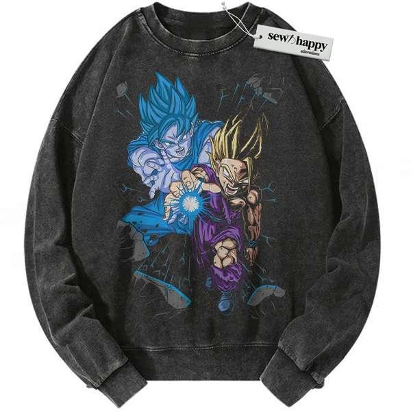 Wash Sweatshirt Son Goku Sweatshirt, Son Gohan Sweatshirt, Dragon Ball Sweatshirt, DBZ Sweatshirt, Anime Sweatshirt, Vintage Sweater