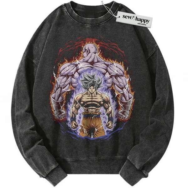 Wash Sweatshirt Son Goku vs Jiren Sweatshirt, Dragon Ball Sweatshirt, DBZ Sweatshirt, Anime Sweatshirt, Vintage Sweatshirt