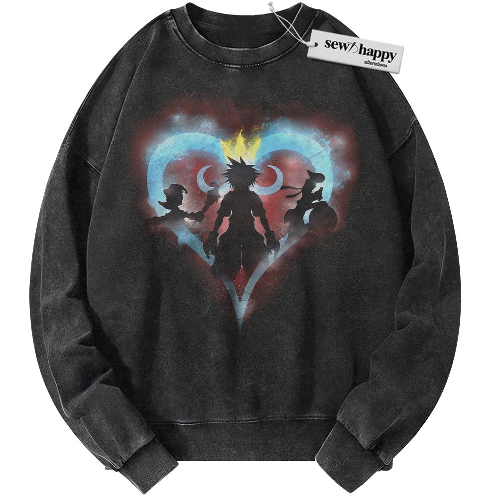Wash Sweatshirt Sora Sweatshirt, Kingdom Hearts Sweatshirt, Game Sweatshirt, Vintage Sweater