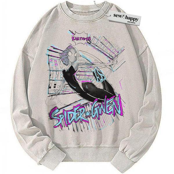 Wash Sweatshirt Spider-Gwen Sweatshirt, Spider Woman Sweatshirt, Marvel Comics Sweatshirt, Vintage Sweatshirt