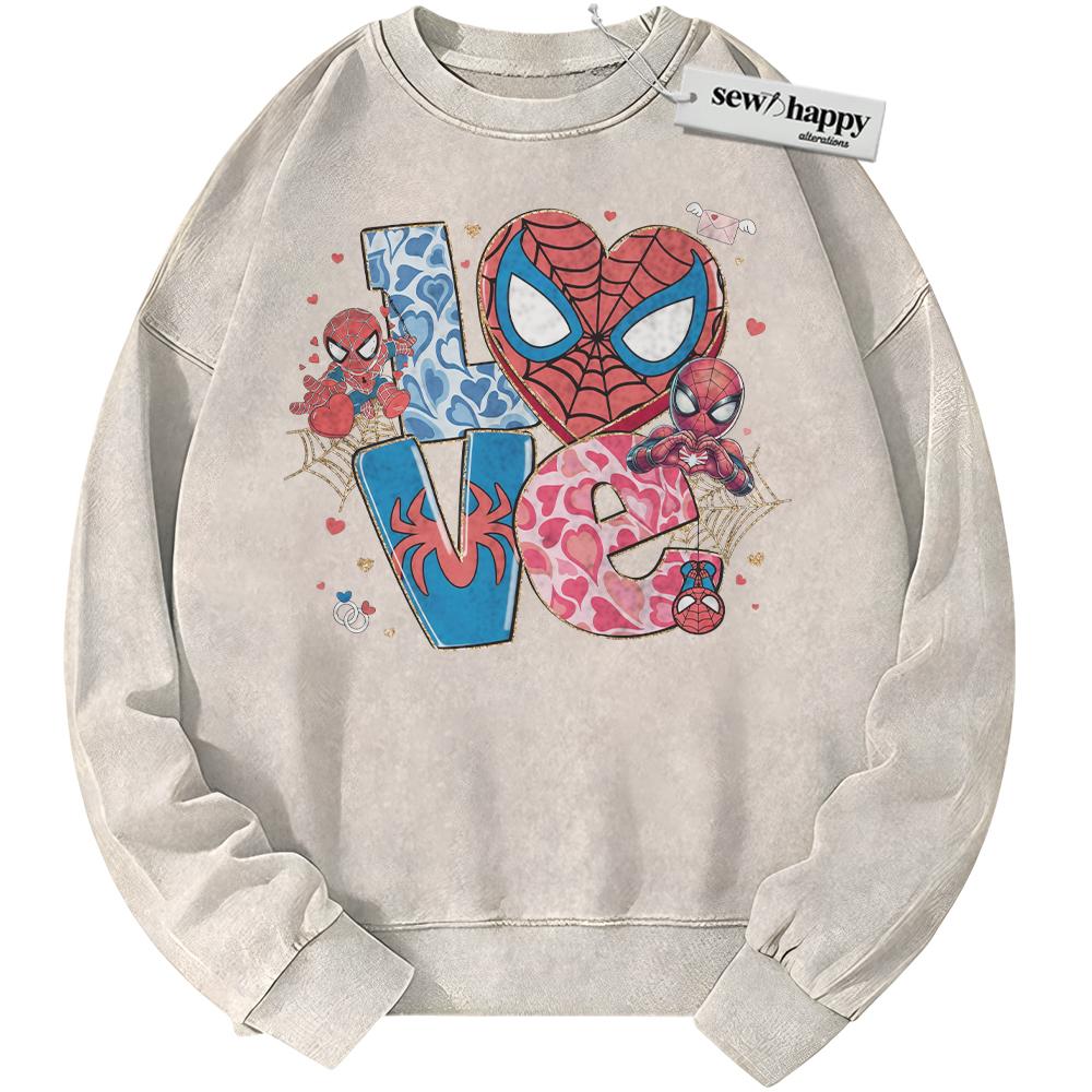 Wash Sweatshirt Spider-Man Sweatshirt, Marvel Comics Sweatshirt, Valentine's Day Sweatshirt, Vintage Sweater Wash Sweatshirt Spider-Man Sweatshirt, Marvel Comics Sweatshirt, Valentine's Day Sweatshirt, Vintage Sweater - Image 1