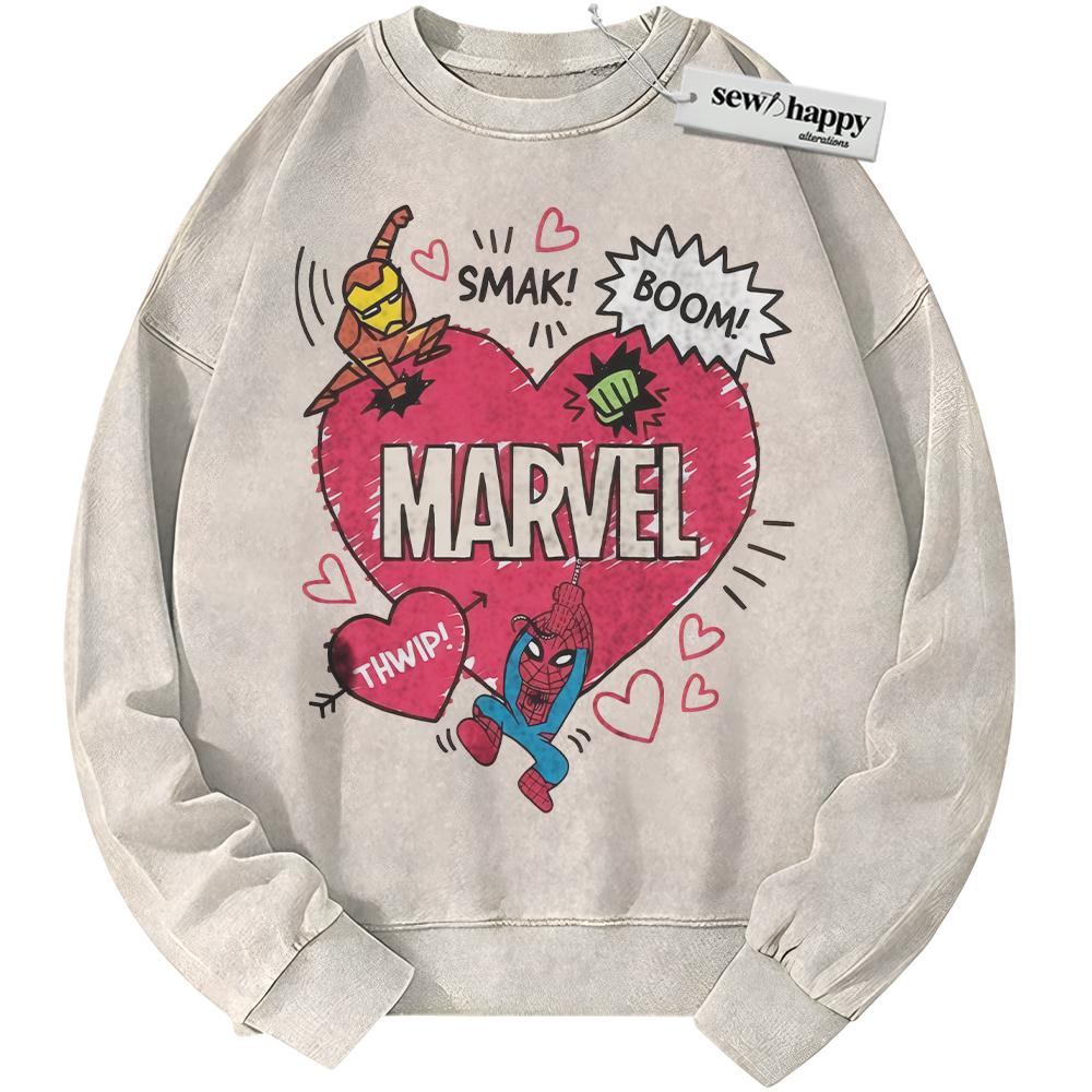 Wash Sweatshirt Spider-Man Sweatshirt, Marvel Comics Sweatshirt, Valentine's Day Sweatshirt, Vintage Sweater