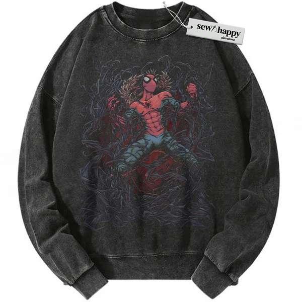 Wash Sweatshirt Spider-Man Sweatshirt, Marvel Comics Sweatshirt, Vintage Sweater
