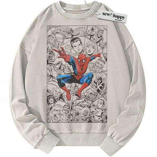 Wash Sweatshirt Spider-Man Sweatshirt, Marvel Comics Sweatshirt, Vintage Sweater