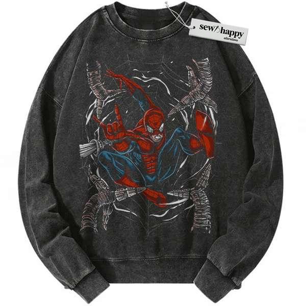 Wash Sweatshirt Spider-Man Sweatshirt, Marvel Comics Sweatshirt, Vintage Sweatshirt Wash Sweatshirt Spider-Man Sweatshirt, Marvel Comics Sweatshirt, Vintage Sweatshirt - Image 1
