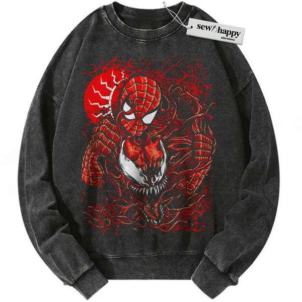 Wash Sweatshirt Spider-Man vs Carnage Sweatshirt, Marvel Comics Sweatshirt, Vintage Sweatshirt