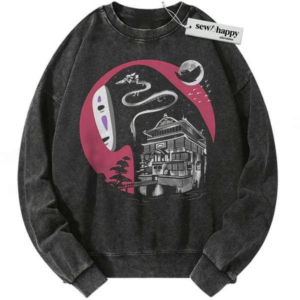 Wash Sweatshirt Spirited Away Sweatshirt, Studio Ghibli Sweatshirt, Anime Sweatshirt, Vintage Sweatshirt