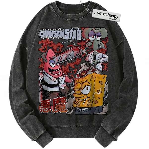 Wash Sweatshirt SpongeBob SquarePants Sweatshirt, Animated Sweatshirt, Vintage Sweatshirt