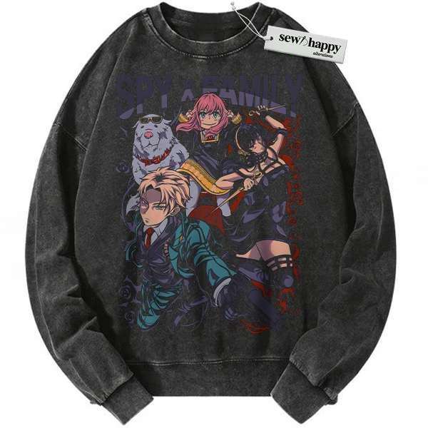 Wash Sweatshirt Spy x Family Sweatshirt, Anime Sweatshirt, Vintage Sweatshirt
