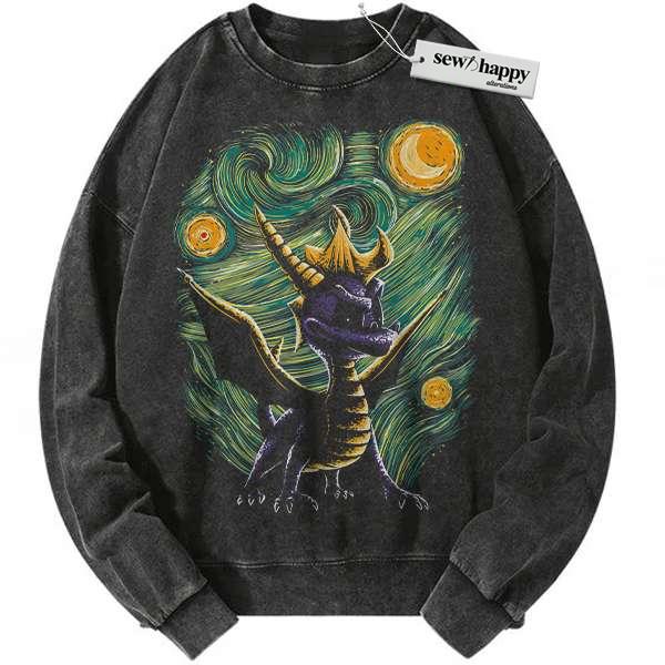 Wash Sweatshirt Spyro the Dragon Sweatshirt, Game Sweatshirt, Vintage Sweater