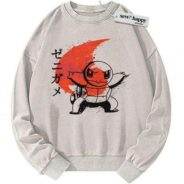 Wash Sweatshirt Squirtle Sweatshirt, Pokemon Sweatshirt, Anime Sweatshirt, Vintage Sweater