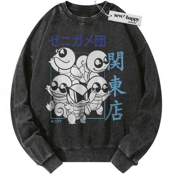 Wash Sweatshirt Squirtle Sweatshirt, Pokemon Sweatshirt, Anime Sweatshirt, Vintage Sweater