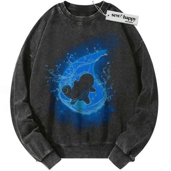 Wash Sweatshirt Squirtle Sweatshirt, Pokemon Sweatshirt, Anime Sweatshirt, Vintage Sweatshirt