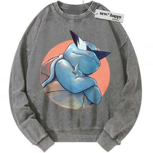 Wash Sweatshirt Squirtle Sweatshirt, Pokemon Sweatshirt, Anime Sweatshirt, Vintage Sweatshirt