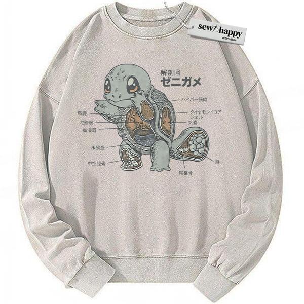 Wash Sweatshirt Squirtle Sweatshirt, Pokemon Sweatshirt, PKM Sweatshirt, Anime Sweatshirt, Vintage Sweatshirt