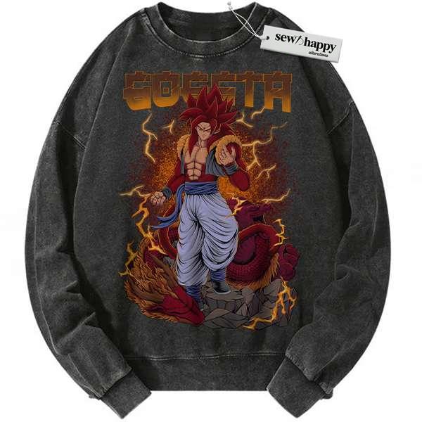 Wash Sweatshirt SSJ4 Vegito Sweatshirt, Dragon Ball Z Sweatshirt, DBZ Sweatshirt, Anime Sweatshirt, Vintage Sweatshirt