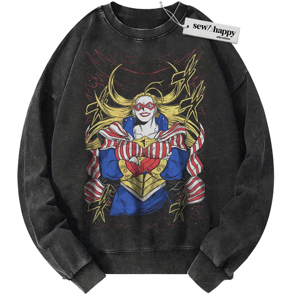 Wash Sweatshirt Star and Stripe Sweatshirt, Cathleen Bate Sweatshirt, MHA Sweatshirt, Anime Sweatshirt, Vintage Sweater