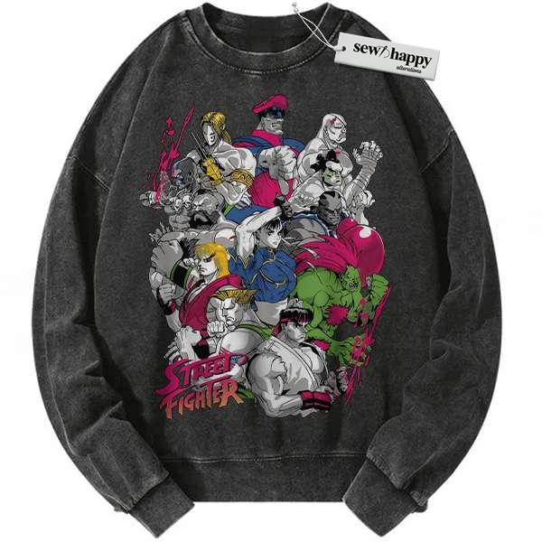 Wash Sweatshirt Street Fighter Sweatshirt, Game Sweatshirt, Vintage Sweater