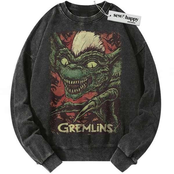 Wash Sweatshirt Stripe Sweatshirt, Gremlins Sweatshirt, Halloween Sweatshirt, Horror Sweatshirt, Vintage Sweater