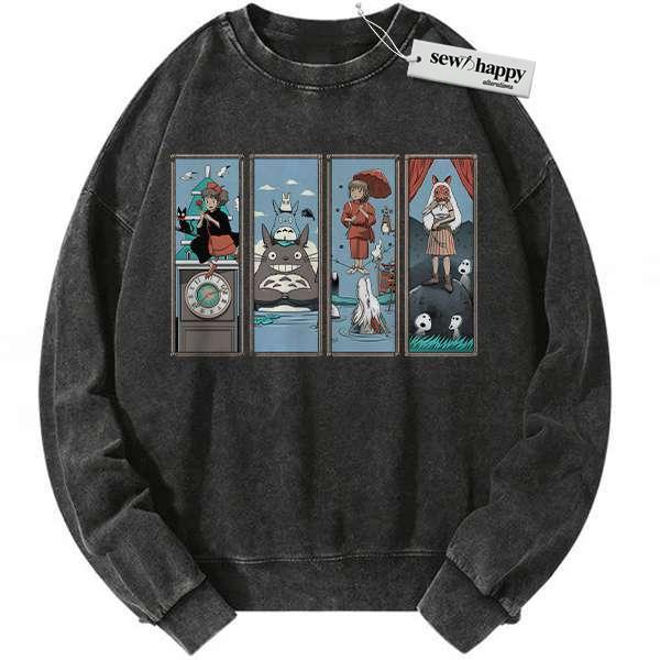 Wash Sweatshirt Studio Ghibli Sweatshirt, Anime Sweatshirt, Vintage Sweater