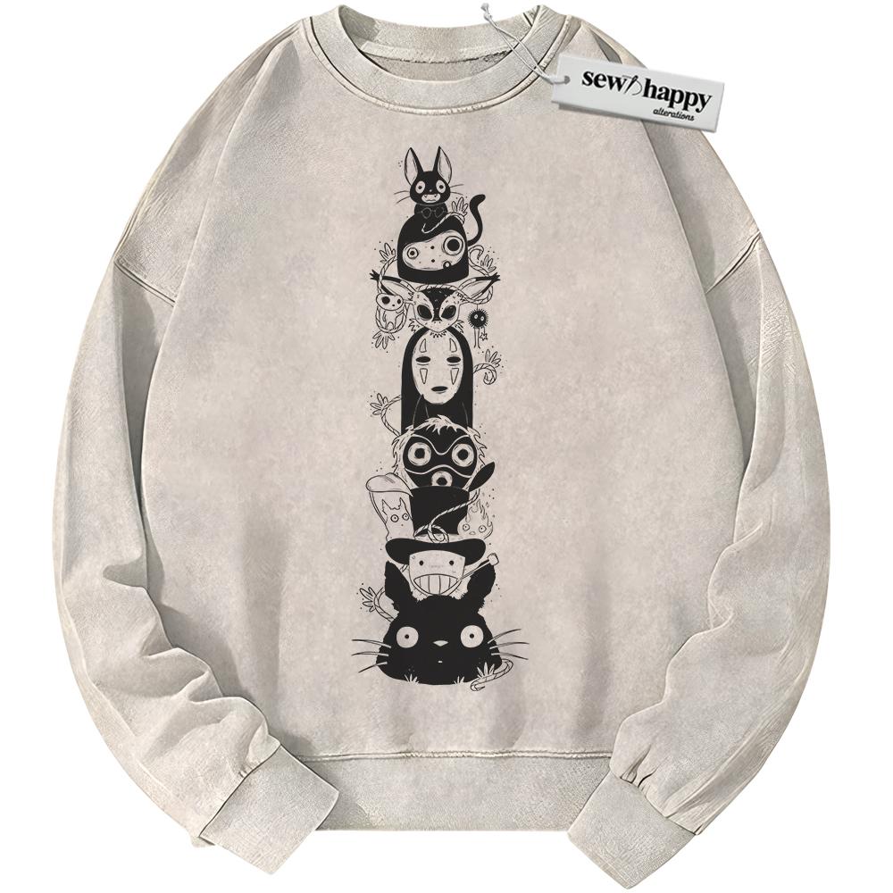 Wash Sweatshirt Studio Ghibli Sweatshirt, Anime Sweatshirt, Vintage Sweater